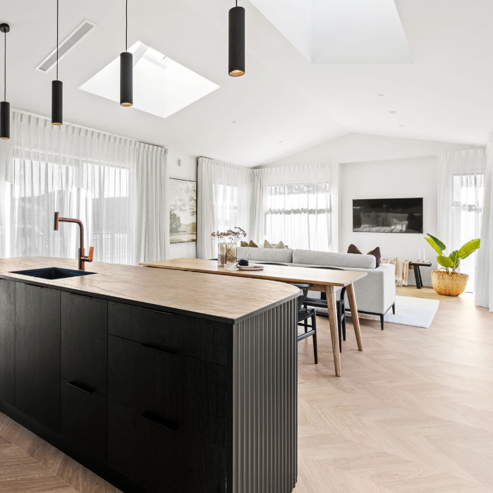 Obi chevron laminate flooring installed