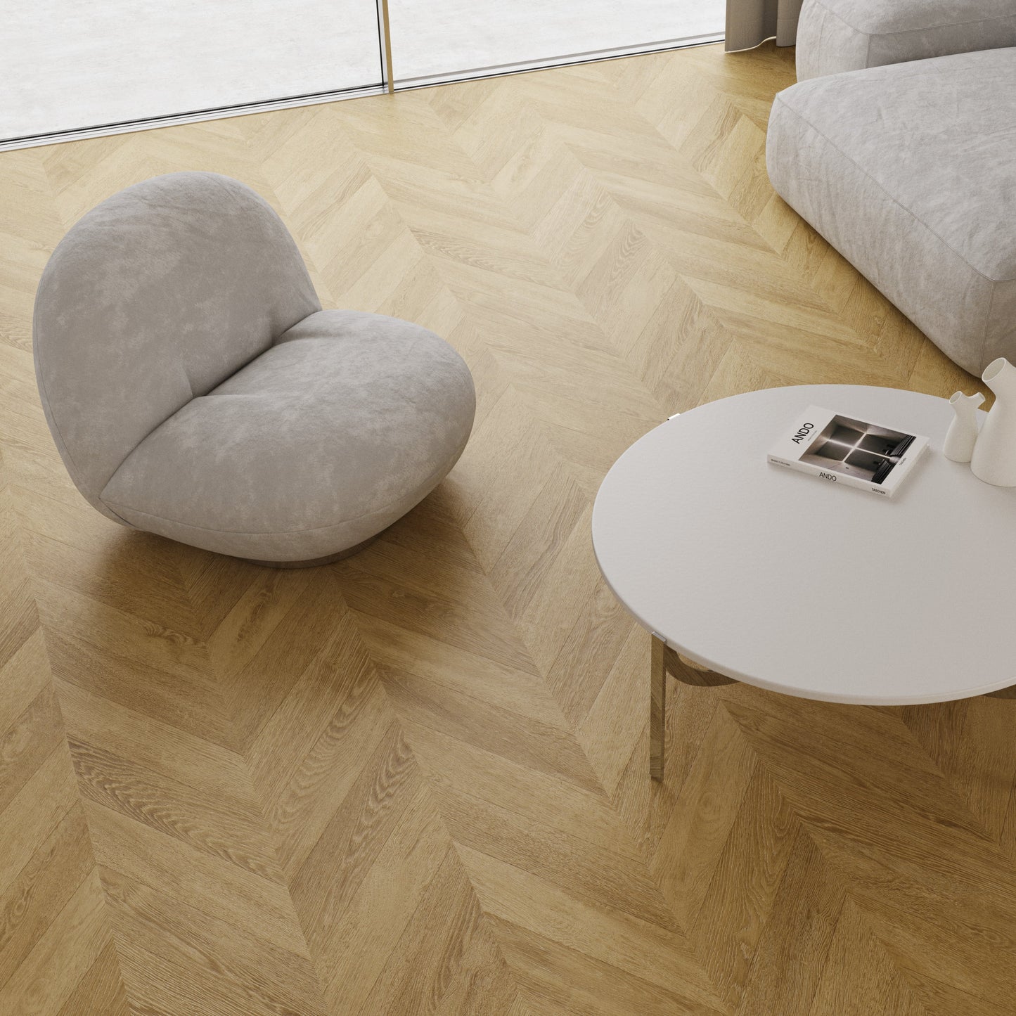 Nilo chevron laminate flooring installed in room