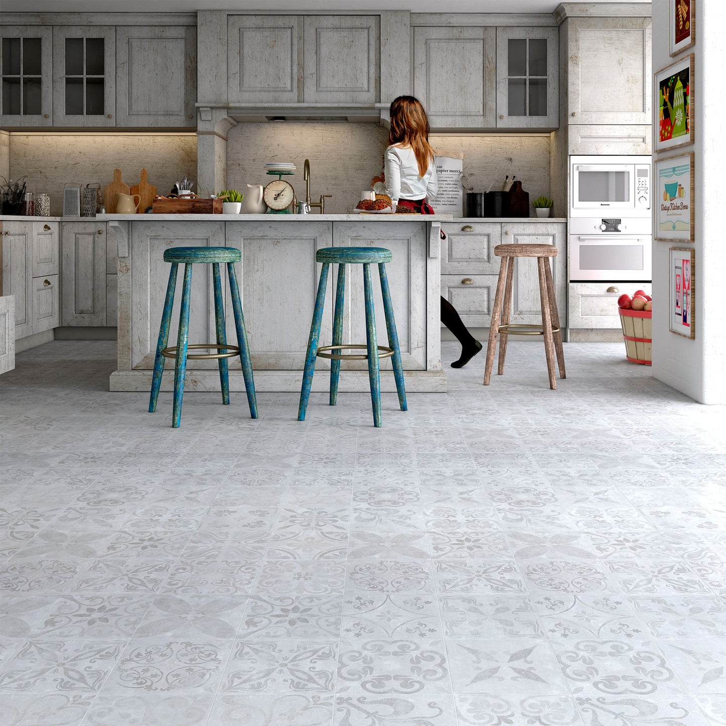 Traditional Tile laminate flooring installed in room